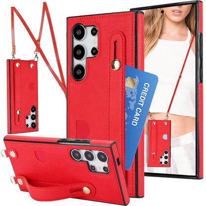 CCSmall Crossbody Case for Samsung Galaxy S23 Ultra w Card Holder KB Red - color: Red, size: Galaxy S23 Ultra