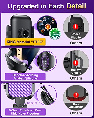 VANMASS Car Phone Holder Ultimate Military-Grade Strongest Suction & Clip Windshield Dash Best Strongest Cell Phone Automotive Dash Gauge Accents for iPhone 18 Pro Max 17 16 15 14 Purple - color: Purple