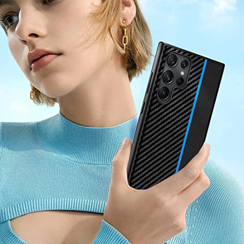 for Samsung Galaxy S23 Ultra Case: Blue | Slim Thin, Carbon Fiber Classic Pattern Design, Soft Hybrid TPU Bumper, Shockproof Protective Cell Phone Cover - color: Blue
