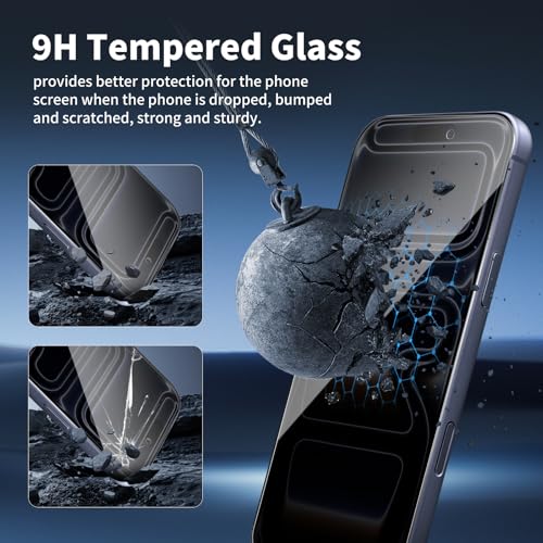 3 Pack For iPhone 17 Pro Max Privacy Screen Protector + 3 Pack Camera Lens Protector, 9H Hardness Anti-Spy Tempered Glass,with Installation Frame, Scratch-Resistant (iiPhone 17 Pro Max)
