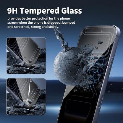 3 Pack For iPhone 17 Pro Max Privacy Screen Protector + 3 Pack Camera Lens Protector, 9H Hardness Anti-Spy Tempered Glass,with Installation Frame, Scratch-Resistant (iiPhone 17 Pro Max)