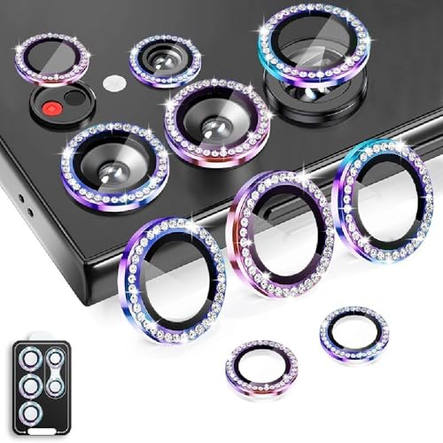 Guppy Bling Camera Lens Protector for Galaxy S26 Ultra, Individual Aluminum Alloy Ring Lens Cover with HD Clear Tempered Glass Camera, Case Friendly, Scratch Proof (Chroma Diamond) - color: Chroma