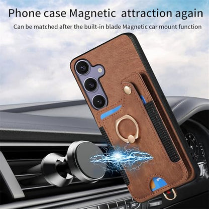 for Samsung Galaxy S25 FE Case Wallet with Card Slots Brown | PU Leather Flip Folio Cover,RFID Blocking Ring Holder,Kickstand,Wrist Strap,Shockproof,Magnetic Protective,Women Men Girls - color: Brown, size: Galaxy S25 FE 6.7 Inch