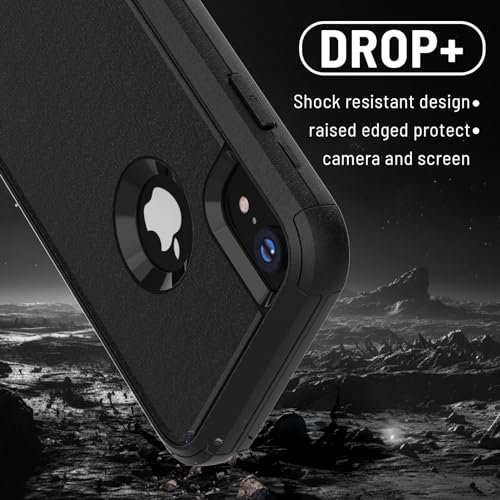 X-belmox for iPhone XR Phone Case [Dropproof] Shockproof Heavy Duty Black | 3-Layers Drop Protection Cover for iPhone XR 6.1 Inch with Tempered Glass Screen Protector, Protective Rugged XR Phone Case - color: Black