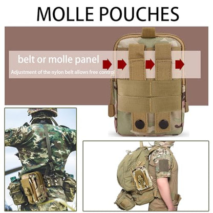 2 Pack Tactical Molle Pouch, Universal EDC Waist Bag Pouches, Outdoor Belt Bags Gear Tool Gadget Pocket with Cell Phone Holster Kakhi - color: CP Camo