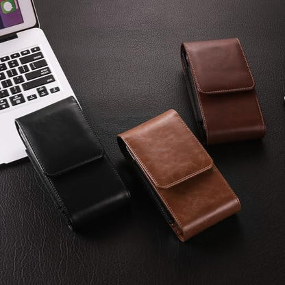 Dual Belt Clip Holster Case Double Cell Phone Pouch Card Slots Holder for iPhone 14 Pro Max 15 Pro Max Motorola Moto G Stylus 5G 2023 G Power 5G Galaxy S24 Plus S23 Ultra S22+ S21 FE A15 A35 (Brown) - color: Brown
