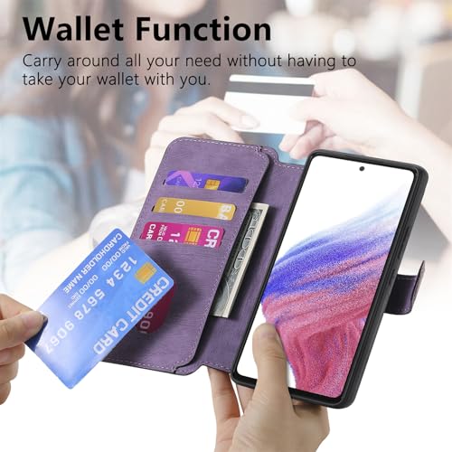 2 in 1 Wallet Case for Xiaomi 14T CMG Purple | PU Leather Magnetic Flip Folio Case with RFID Blocking Card Holder, Credit Card Slots Kickstand, Shockproof Protective Cover - color: Purple, size: Xiaomi 14T