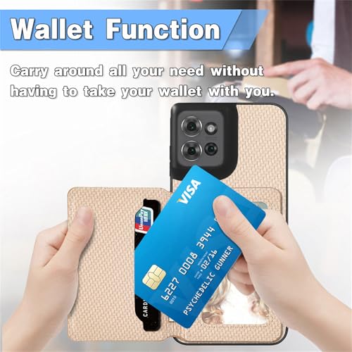 FFutanwei for Motorola Moto G Power 2026 Case Wallet with Card Holder Blue | Shockproof Protective Phone Cases Cover, Carbon Fiber Pattern Design, Built-in 2 Credit Card Slots, Hidden Magnetic Closure - color: Blue