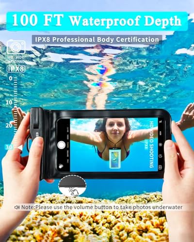Universal Waterproof Phone Pouch 3 Pack, IPX8 Phone Water Protector Pouch Case Bag Lanyard Compatible iPhone 14 13 12 Pro Max Samsung Galaxy S22, Waterproof Phone Holder Protector Beach Swimming-3