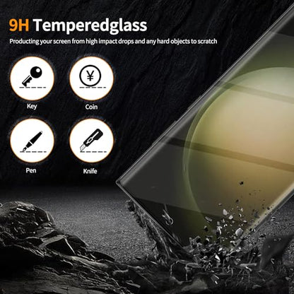 3 Pack Curved Tempered Glass Screen Protector Applicable for Samsung Galaxy S23 Ultra 5G 6.8inch, Support Fingerprint ID Friendly Tempered Glass Screen Protective, HD Clear Scratch Resistant Suitable - color: s23Ultra