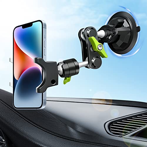 Suction Cup Phone Mount 360 Rotating Universal Ball Head Arm for Car Dashboard Windshield Vehicle Sunroof (Black) - color: Black
