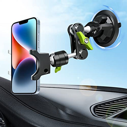 Suction Cup Phone Mount 360 Rotating Universal Ball Head Arm for Car Dashboard Windshield Vehicle Sunroof (Black) - color: Black