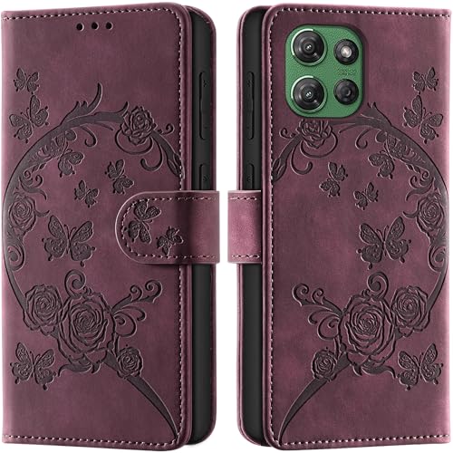 Wallet Case for Motorola Moto G Power (2025), Burgundy | RFID Blocking, Magnetic Closure, Card Holder, Kickstand, Shockproof Flip Cover - color: Burgundy
