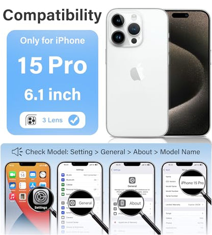 Vakoo Clear Case for iPhone 15 Pro, Anti-Yellowing | Hard Back with Military-Grade Drop Protection, Wireless Charging Compatible - color: Transparent, size: iPhone 15 Pro
