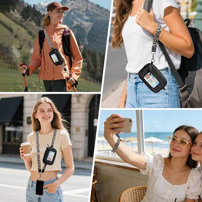 Clip and Go Strap for Phone with Wallet Crossbody Lanyard (Black White) - color: Black White