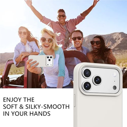 GUAGUA Compatible with iPhone 17 Pro Max Case 6.9 Inch Liquid Silicone Soft Gel Rubber Slim Thin Microfiber Lining Cushion Texture Cover Shockproof Protective Phone Case for iPhone 17 Pro Max, Stone - color: Stone, size: iPhone 17 Pro Max