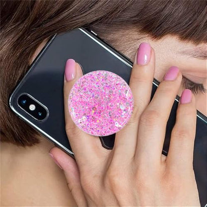 Magnetic Retractable Phone Stand, Phone Grip, Suitable for Round Foldable Phones and Tablet Accessories - Transparent ShinePowder (Magnetic Pink) - color: Magnetic pink