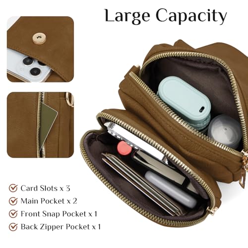 Fashion Small Crossbody Bags for Women Trendy Designer Cell Phone Purses | Adjustable Straps,with Card Holder,Detachable Wristlet Strap,small Cross Body Bag for Woman,Mini Bags,Travel Purse,Work,Gym - color: Sandy Brown