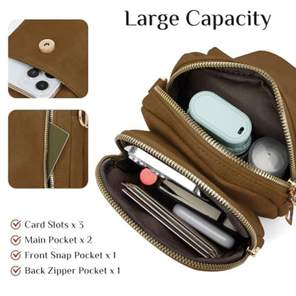 Fashion Small Crossbody Bags for Women Trendy Designer Cell Phone Purses | Adjustable Straps,with Card Holder,Detachable Wristlet Strap,small Cross Body Bag for Woman,Mini Bags,Travel Purse,Work,Gym - color: Sandy Brown