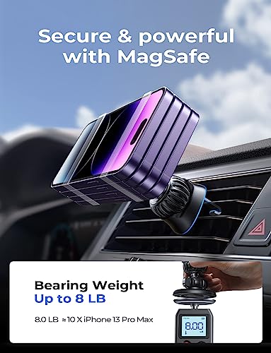 LISEN for MagSafe Car Mount [Strong Magnets] Magnetic Phone Holder for Car Hands Free Cell Phone Mount Cradle Vent & Dashboard Car Accessories for Women Men fit iPhone 17 16 15 14 13 12, Black