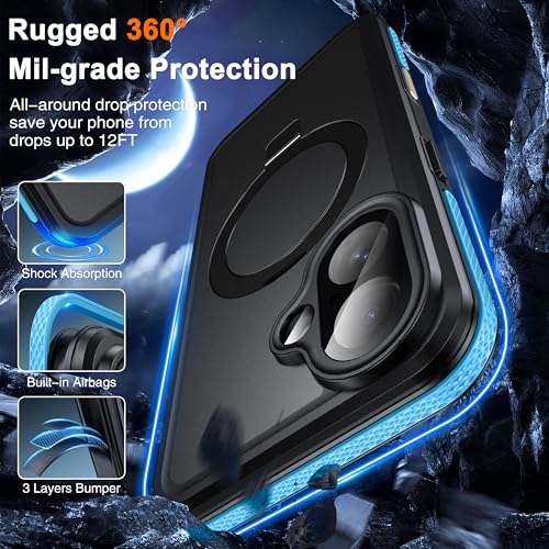 Oterkin Magnetic Stand for iPhone 16 Plus Case Waterproof IP68, Blue - color: Blue, size: iPhone 16 Plus 6.7''