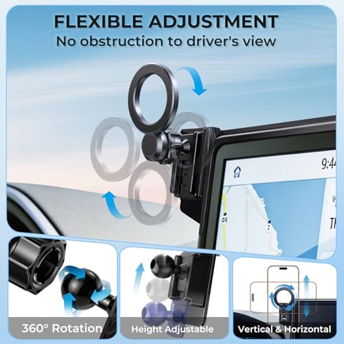 Car Phone Holder for GMC Yukon/Yukon XL 2026 2025 with 16.8-Inch Screen, 360° Rotation Magnetic Cell Phone Mount, Compatible with Magsafe, Does Not Affect Air Vent, Black - size: Fit for 2025-2026 Yukon/Yukon XL, 16.8-Inch