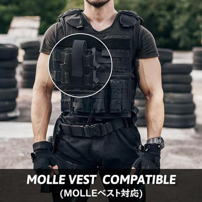 TRIWONDER Tactical Cigarette Pouch Molle Small Military Bag Battery Cigarette Case EDC Utility Card Holder Lighter Slot Mini Cigar Waist Pack - color: 02 Black - Drawstring