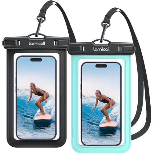 Lamicall 2Packs Waterproof Pouches, Beach Vacation Essentials for Wemen Men, Cruise Essentials 2025 2026, Gift for Travel Beach Ship Accessories, Swimming Equipment Bags Protector, Green &Black - color: Black & Green