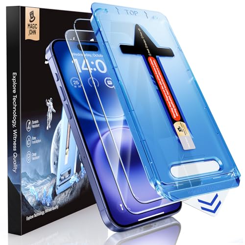 MAGIC JOHN for iPhone 16 Screen Protector Tempered Glass Easy Installation - size: iPhone 16-6.1 inch
