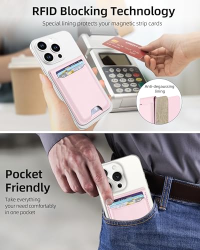 ExtreLife for Magsafe Wallet, Works with Apple Find My, 6 Cards Holder - color: Baby Pink