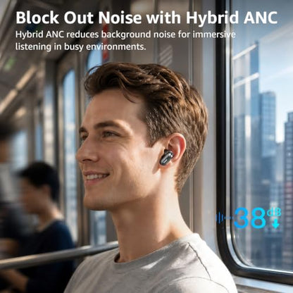 TOZO Crystal Pods Hybrid Active Noise Cancelling Wireless Earbuds, Black - color: Black