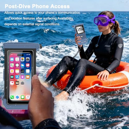100FT/30M Gen 5 Diving Phone Case, Full Touchscreen Underwater Housing for iPhone 17-12 Pro Max & Samsung Galaxy S26 - S21, IPX8 Scuba Photo/Video Waterproof Case - color: Black_Blue