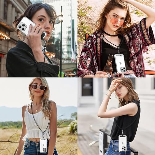 Crossbody Phone Lanyard Strap with 2 Pack Patchs, Adjustable Universal Nylon Neck Strap - color: Beige