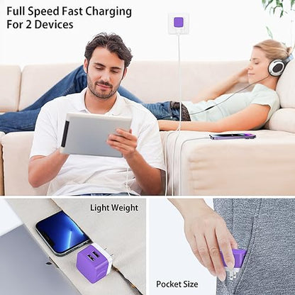 USB Wall Plug Pixel 10 Pro Fast Charger for Google Pixel 10 Pro/10 Pro XL/10 Pro Fold/10 9a/9 Pro/9 Pro XL/9 Fold 8 7a 7 Pro 7 6a 6,Flat Charging Block for iPhone 16 15 14 13 12,Samsung Galaxy A17 A16 - color: Purple