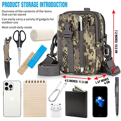 Tactical Molle Phone Pouch Nylon Multi-Purpose EDC Pouch Utility Waist Bag Tool Holster with Shoulder Strap for 4.7"-6.7" Smartphone - color: ACU