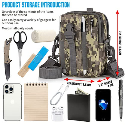 Tactical Molle Phone Pouch Nylon Multi-Purpose EDC Pouch Utility Waist Bag Tool Holster with Shoulder Strap for 4.7"-6.7" Smartphone - color: ACU