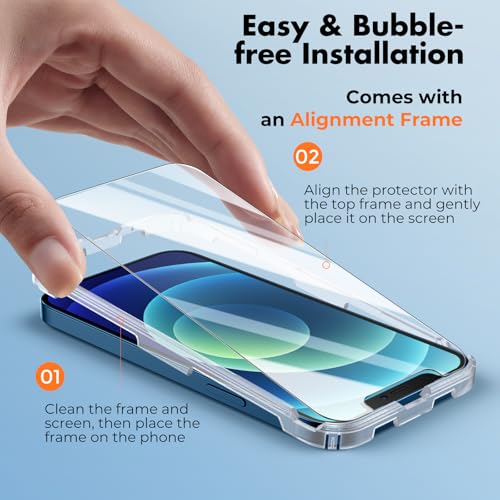 UNBREAKcable 3-Pack Screen Protector for iPhone 12/12 Pro Tempered Glass | Shatterproof, Easy Install, 9H Hardness, 99.99% HD Clear, Bubble-Free, Anti-Fingerprint, Scratch Resistant, Case Friendly - size: iPhone 12/12 Pro