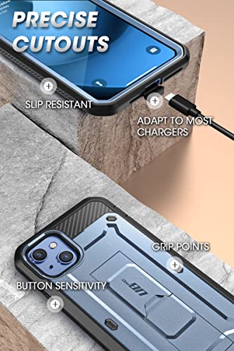 SUPCASE for iPhone 14 Case with Stand & Belt-Clip (Unicorn Beetle Pro), [Built-in Screen Protector] [Military-Grade Drop Protection] Heavy Duty Rugged Phone Case for iPhone 14 / iPhone 13, Blue | Built-in Kickstand, 360° Rotating Belt Clip, Full-Body Rugg