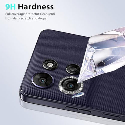 Zeking (2 Set) Bling Camera Lens Protector Compatible with Motorola Signature 5G, Glitter Bling Sparkly 9H Tempered Glass Protector Metal Individual Ring (Bling-Black) - color: BlingBlack