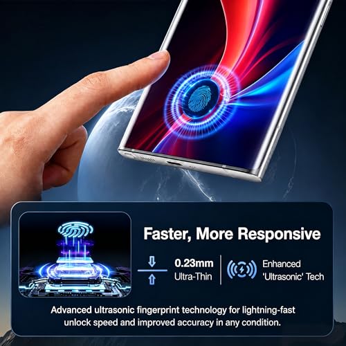 3+2 Pack Screen Protector for Samsung Galaxy S22 Ultra,Fingerprint Unlock - size: 6.81 inch