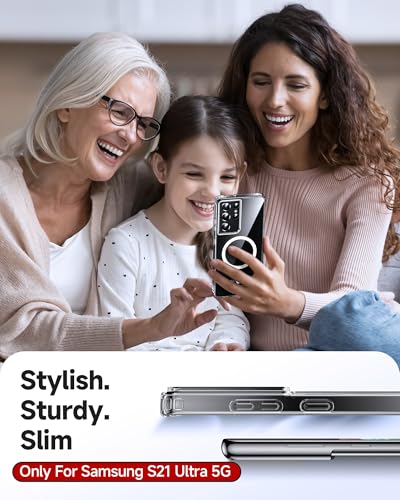 LeYi for Galaxy S21 Ultra Phone Case: [Mag-Safe Fit] with Raised Camera Guard, Matte Translucent Slim Translucent Soft-Touch Protective para Samsung S21 Ultra 5G Case, Clear - color: Clear, size: Galaxy S21 Ultra (6.8 Inch)