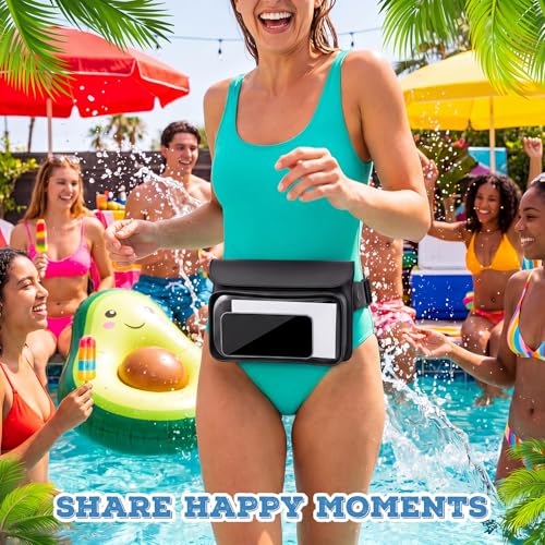 Ipx8 Waterproof Fanny Pack, 1 Pack Floating Waterproof Phone Pouch Touchscreen Dry Bag with Adjustable Waist Strap for Beach, Swimming, Kayaking, Boating, Fits Phones up to 8.5"(Black) - color: Black