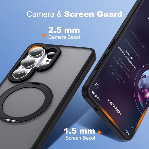 for Samsung Galaxy S26 Ultra Case with 360° Spin Stand,Black | 360° Spin Magnetic Ring Stand,Compatible with Magsafe,Military Protection Phone Case - color: Black, size: Samsung Galaxy S26 Ultra