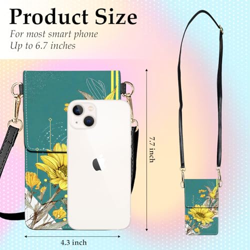 Small Crossbody Bags for Women Touchscreen Cell Phone Bag Cross Body Purses with adjustable Strap,Gifts For Teenage Girls - color: The Hidden Cat & Flower