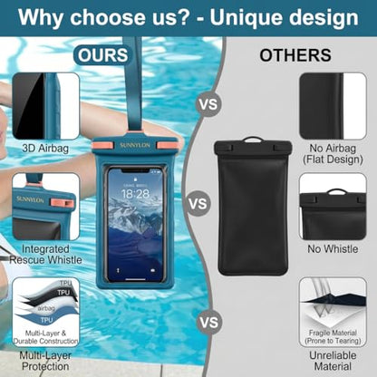 3D Waterproof Phone Pouch Case,IPX8 100FT Underwater Cell Phone Dry Bag,Soft TPU Sensitive Touch Screen Protector with Lanyard,Fits iPhone 17-11 Pro Max Plus,Galaxy S25,for Fishing Pool River(Blue) - color: 1-pack Blue