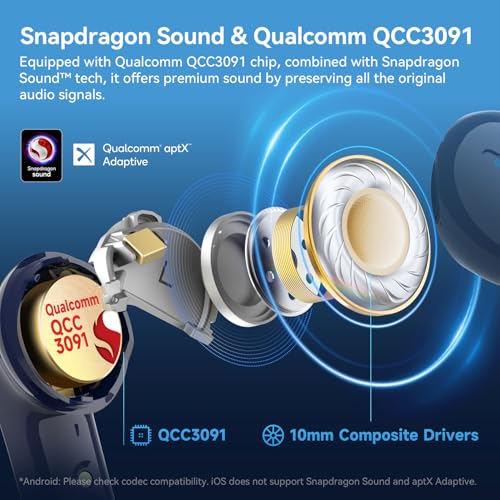 EarFun Air Pro 4 Adaptive Hybrid Noise Canceling Wireless Earbuds, 6 Mics - color: Royal Blue