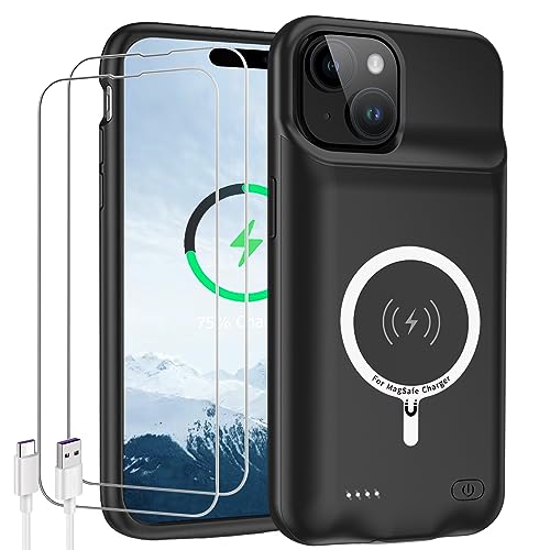 Battery Case for iPhone 15 Plus,Upgraded 12000mAh High Capacity Rechargeable Portable Extended Charger Case Wireless Charging Compatible with iPhone 15 Plus (6.7 inch) Charging Case & Carplay (Black) - size: iPhone 15 Plus
