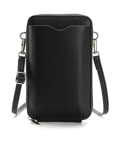 DOB SECHS Leather Passport Wallet Crossbody Phone Bag, RFID Blocking Passport Holder Credit Cards Case for Women - color: Black-41