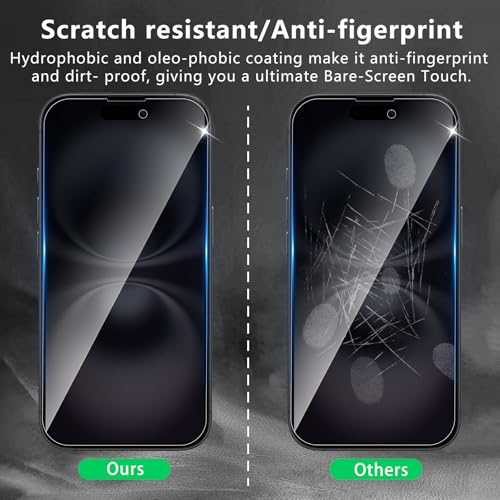 3+3 Pack Privacy Screen Protector Designed for iPhone 16 With 3 Pack Camera Lens Protector,Full Coverage Anti-Spy Tempered Glass Film,9H Hardness,Bubble Free,Easy to Install - color: iPhone 16 FK33