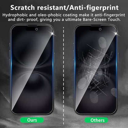 3+3 Pack Privacy Screen Protector Designed for iPhone 16 With 3 Pack Camera Lens Protector,Full Coverage Anti-Spy Tempered Glass Film,9H Hardness,Bubble Free,Easy to Install - color: iPhone 16 FK33